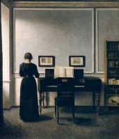 Vilhelm Hammershoi - Interior With Piano and Woman in Black, Strandgade 30